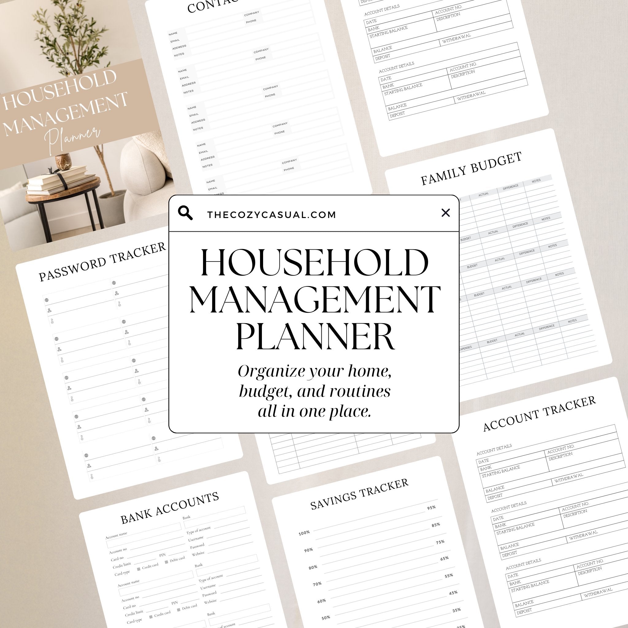 Household Management printabale planner 