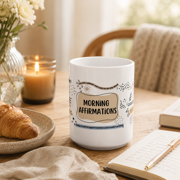Morning Affirmations Mug – Positive Quote Coffee Cup (11oz & 15oz)