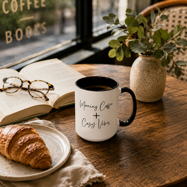 Morning Coffee and Cozy Vibes Coffee Mug